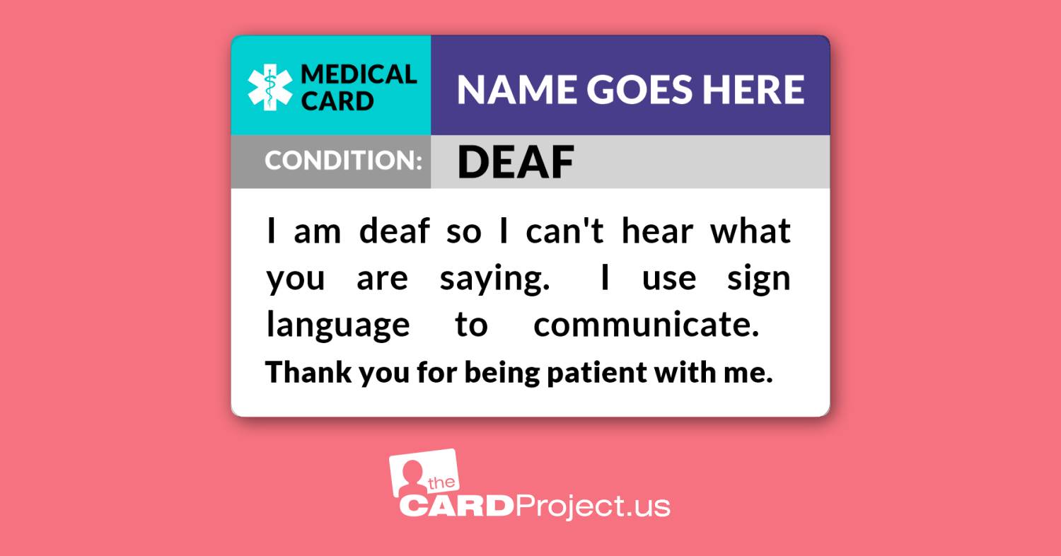 Sign Language Medical ID Card (FRONT)